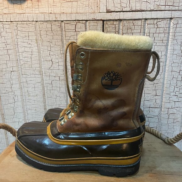 VTG Timberland Boots Men’s Size 9 Insulated Leather1980s Woods Hunt Snow - Picture 2 of 6